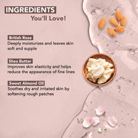 Botanic Hearth British Rose & Almond Body Wash with Shea Butter | Moisturizing Body Wash Shower Gel for Softer, Smoother Skin | Sulfate & Paraben Free | for Women & Men | 245ml