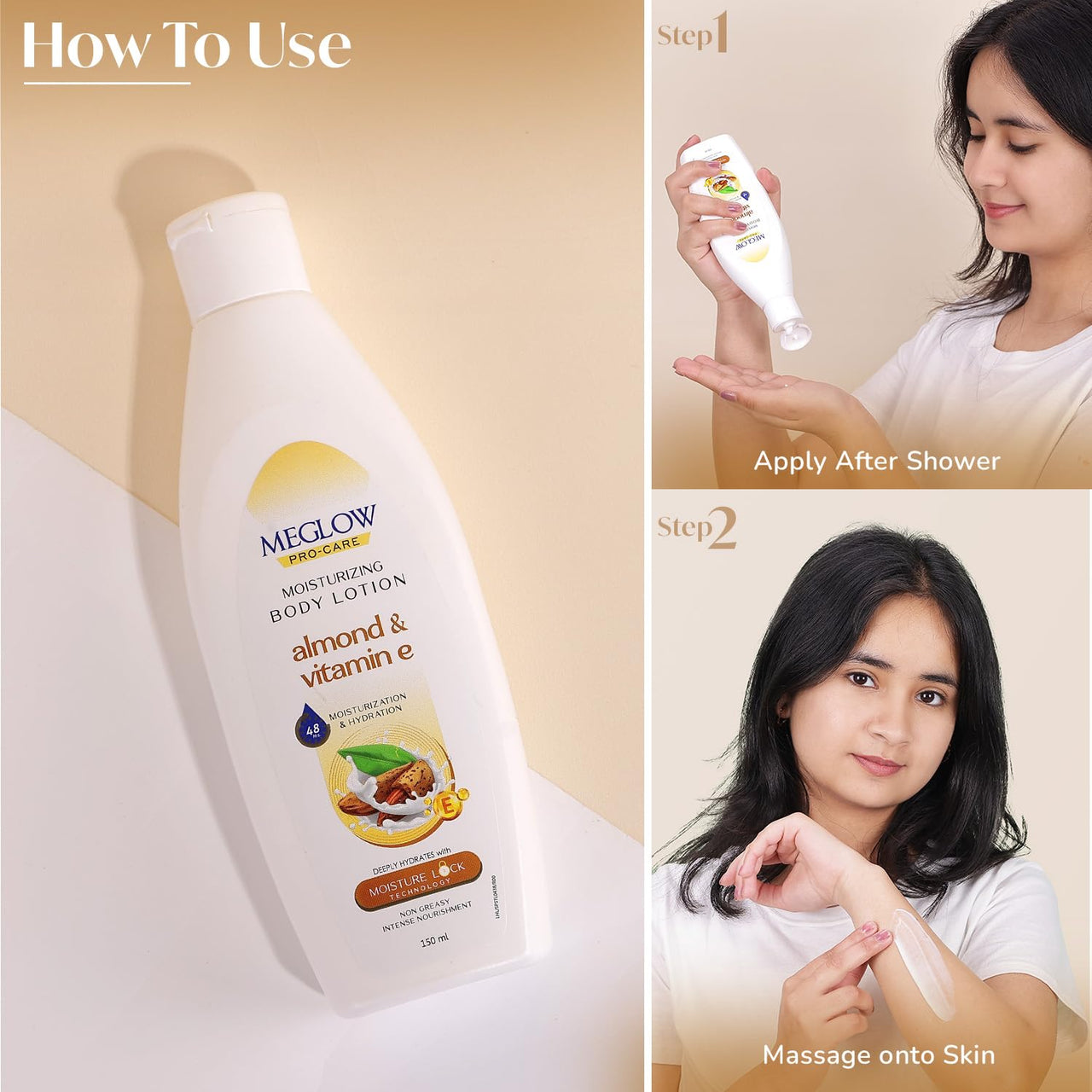 Meglow Pro-Care Moisturizing Body Lotion | Refreshing Moisturizer for Women & Men | Hydrating Lotion for All Skin Types -150ml Pack of 2
