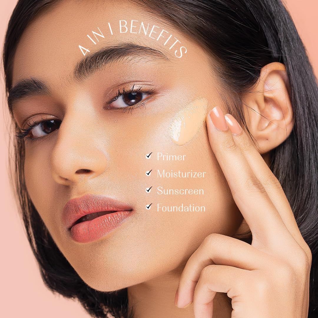 LoveChild Masaba Skip Everything 4-in-1 Skin Tint, Primer, Moisturizer, Sunscreen SPF 20 & Foundation, Blurring Serum Tint, Seamless Coverage & Natural Finish, Icy You (Ivory) 10ml
