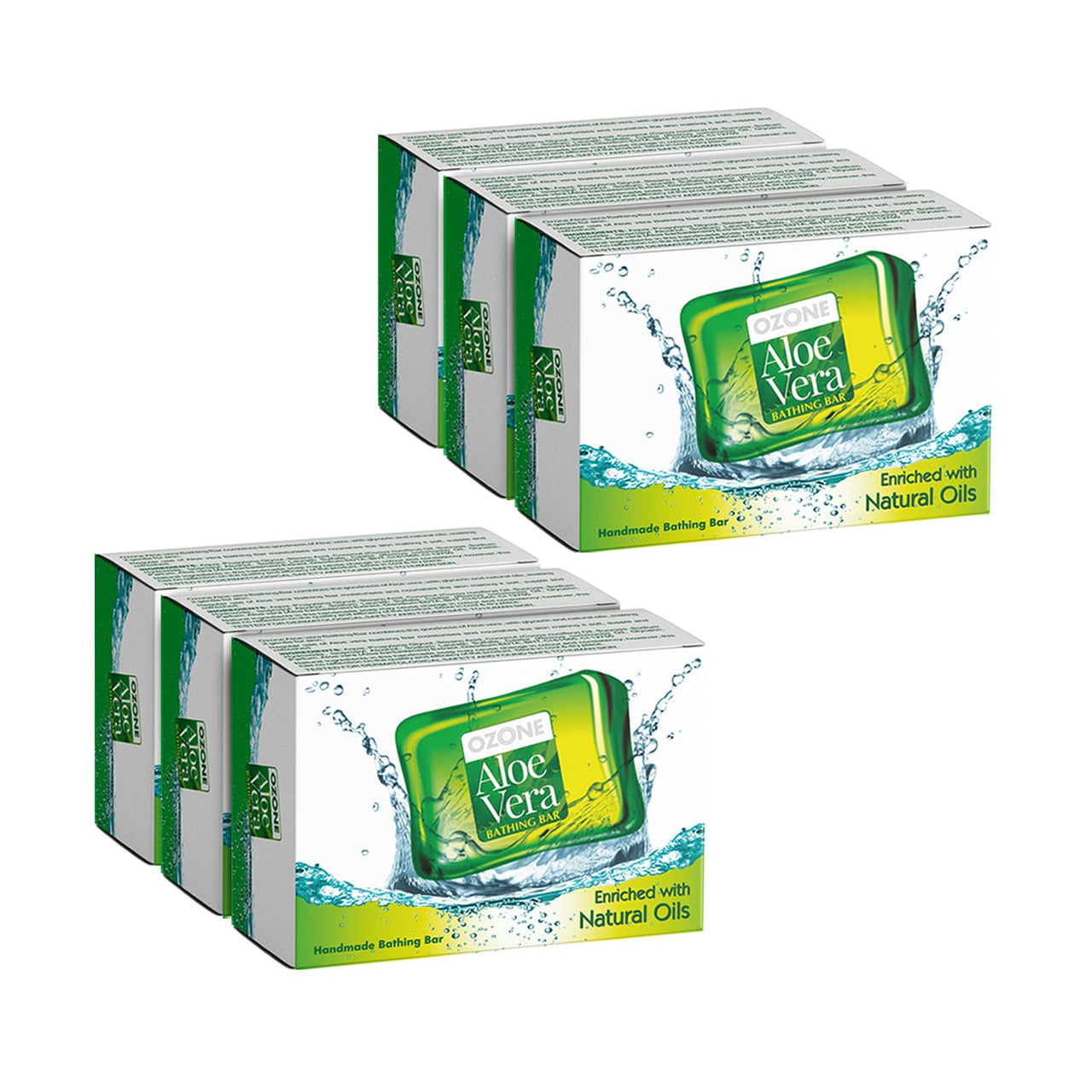 Ozone Ayurvedic Aloe Vera Bathing Bar | Soap For Men & Women | Ideal For Glowing, Nourishing & Moisturizing Skin | Enriched with Aloe Vera Extract and Natural Oils | Paraben Free | 125g (Pack of 6)