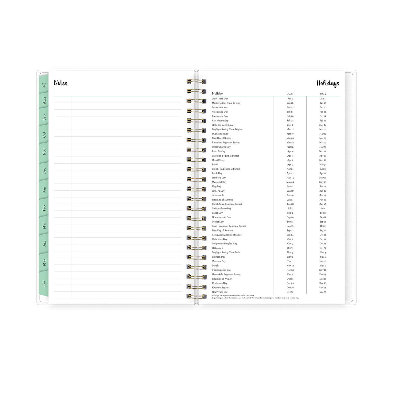 Blue Sky 2023-2024 Academic Year Weekly and Monthly Planner, 5" x 8", Frosted Flexible Cover, Wirebound, Laurel (144724)
