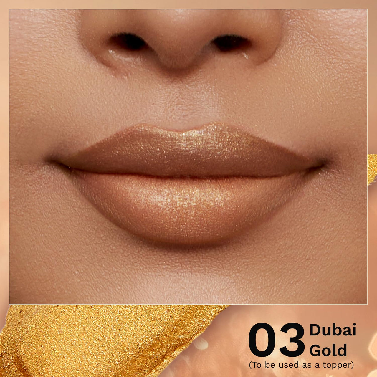 Pilgrim Glitter Lipstick For Women 4.2gm | Dubai Luxe Lifestyle - Dubai Gold Shade | Lipstick Infused with Vitamin E & Olive Oil | Glitter Formula With Matte Finish | Non Drying | All Skin Types