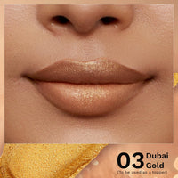 Pilgrim Glitter Lipstick For Women 4.2gm | Dubai Luxe Lifestyle - Dubai Gold Shade | Lipstick Infused with Vitamin E & Olive Oil | Glitter Formula With Matte Finish | Non Drying | All Skin Types