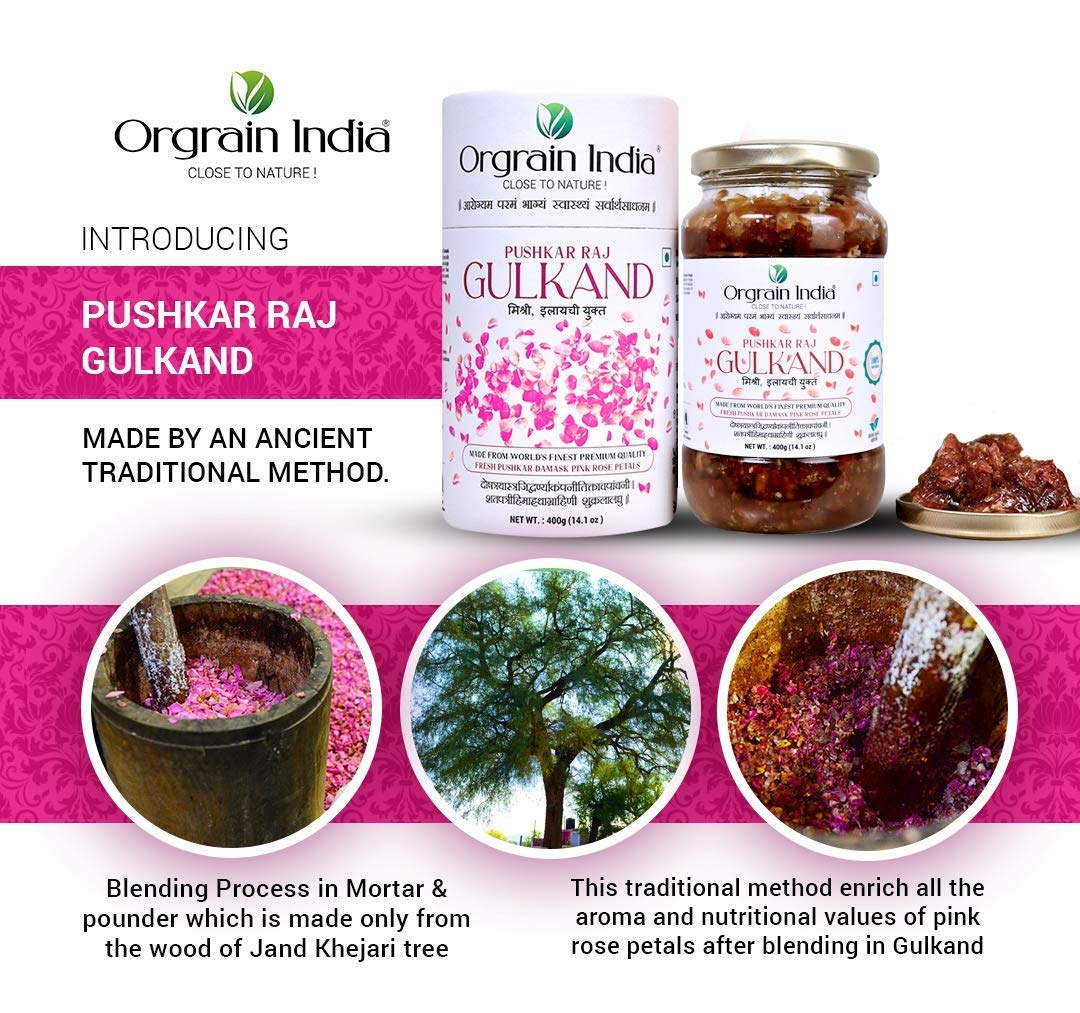 Orgrain India Organic Shatpatri Mishri Gulkand 400g