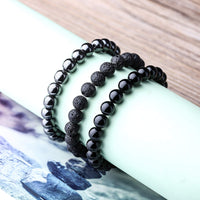 WRCXSTONE Natural 8mm Gorgeous Semi-Precious Gemstones Healing Crystal Stretch Beaded Bracelet Unisex 3 Pieces a Set