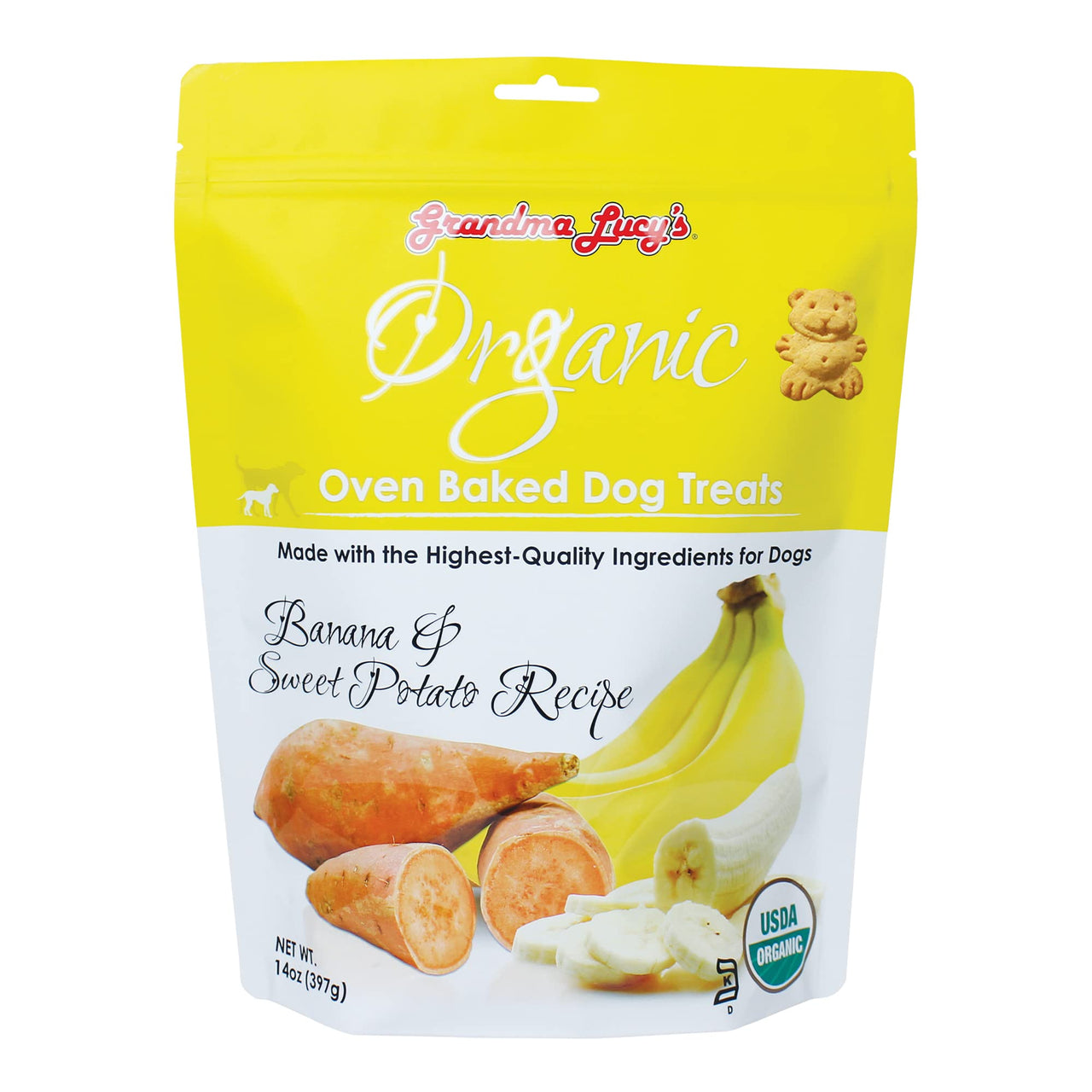 Grandma Lucy's  Organic Oven Baked Dog Treats - Banana & Sweet Potato, 14 oz