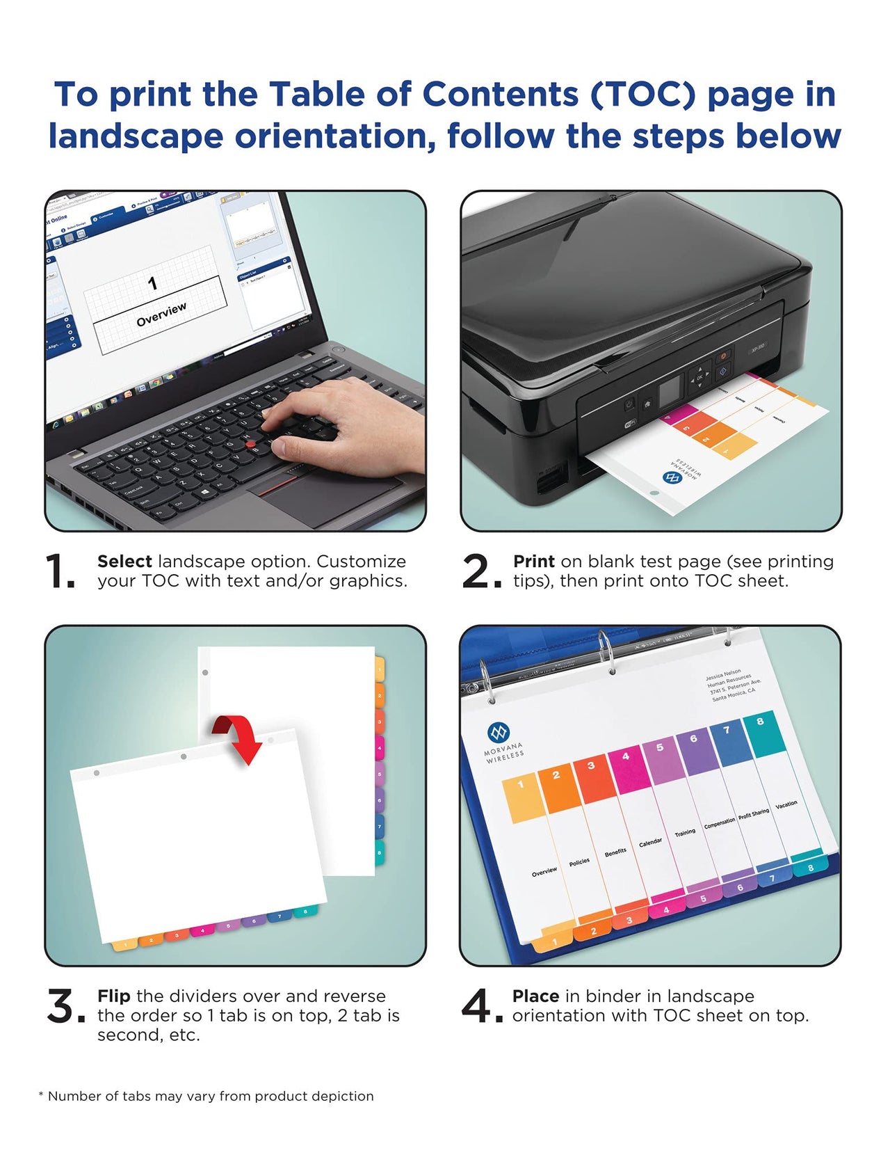 Avery Jan-Dec 12 Tab Dividers for 3 Ring Binders, Customizable Table of Contents, Multicolor Tabs, 1 Set (11127)