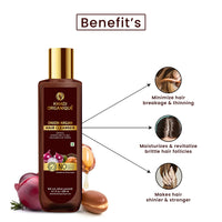 Khadi Organique Onion Argan Hair Cleanser Anti-frizz Protects With UV Rays Rejuvenates Hair Follicles 200 ML (Pack of 1)