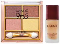 Lakmé Invisible Finish Spf 8 Mousse Matte Light Coverage Foundation For All Skin Types, Shade 01, 25Ml And Lakmé © 9 To 5 Eye Color Quartet Eye Shadow, Desert Rose, 7G, 2 Count