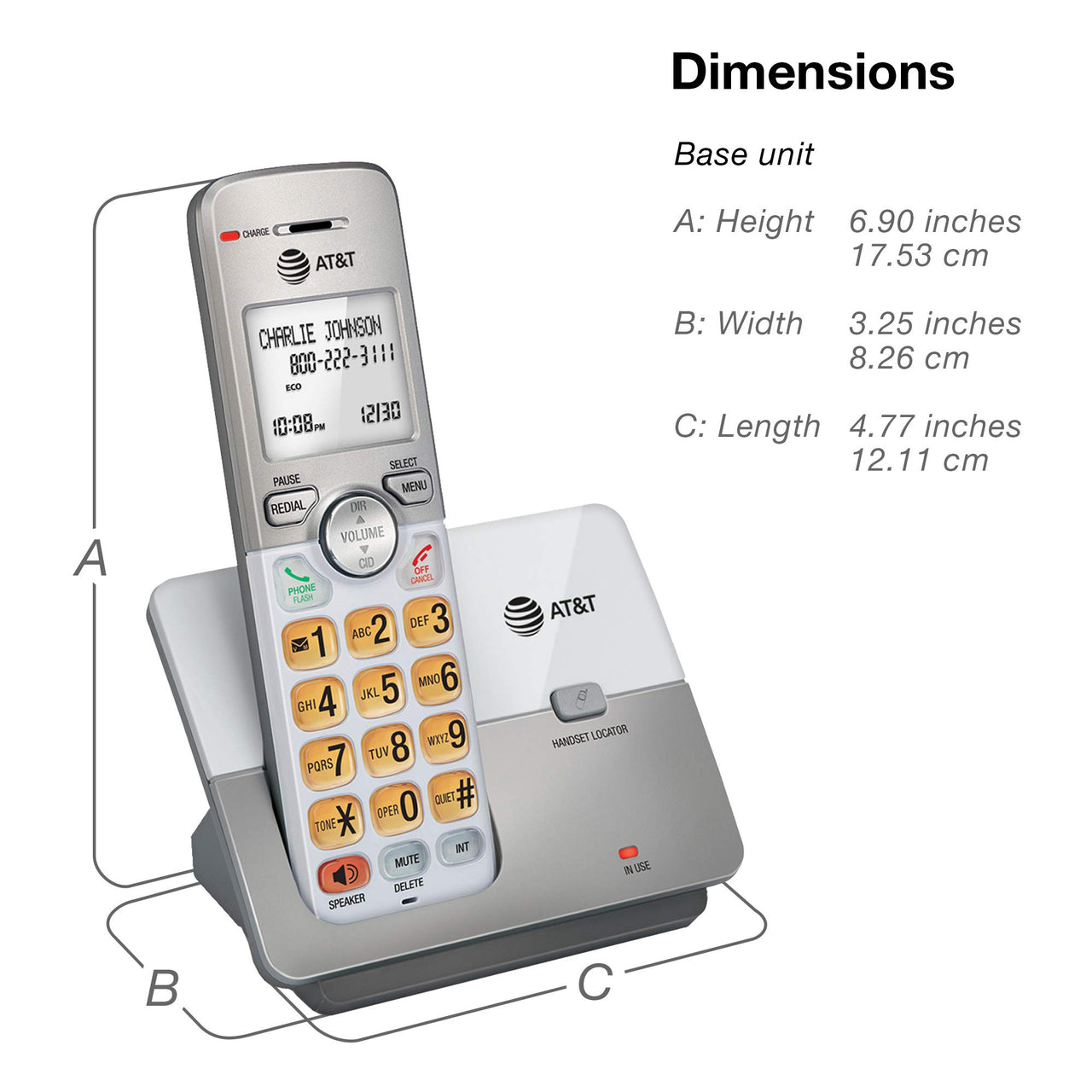 AT&T EL51103 - DECT 6.0 Cordless Home Phone. Full-Duplex Handset Speakerphone, Backlit Display, Lighted Keypad, Caller ID/Call Waiting, Phonebook, Eco Mode, Voicemail Key, Quiet Mode. 1 Handset