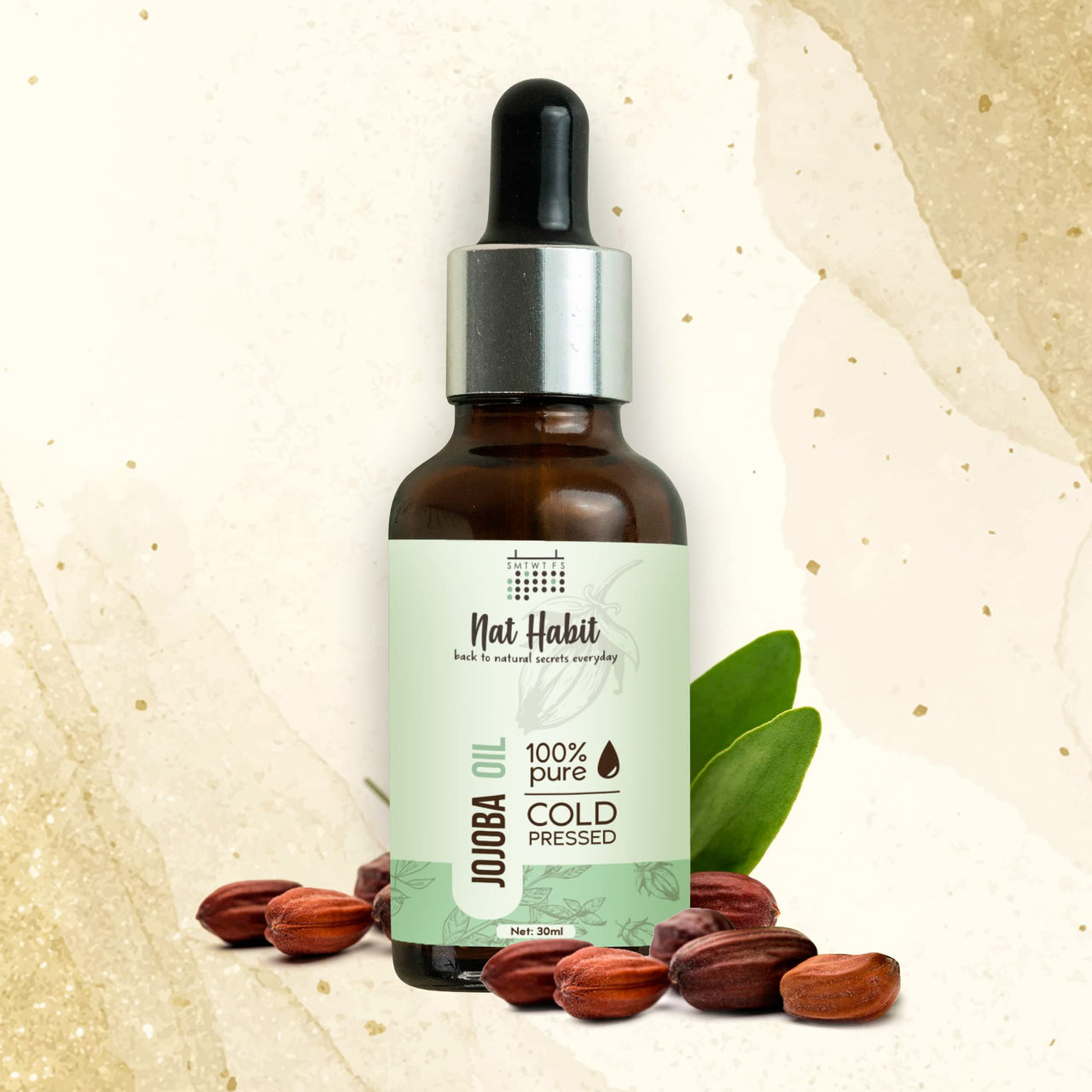 Nat Habit Cold Pressed Oil Combo Jojoba Oil 30ml and Exfoliating Orange Bath Soap 125g For Skin Care, Body Acne & Hair Care