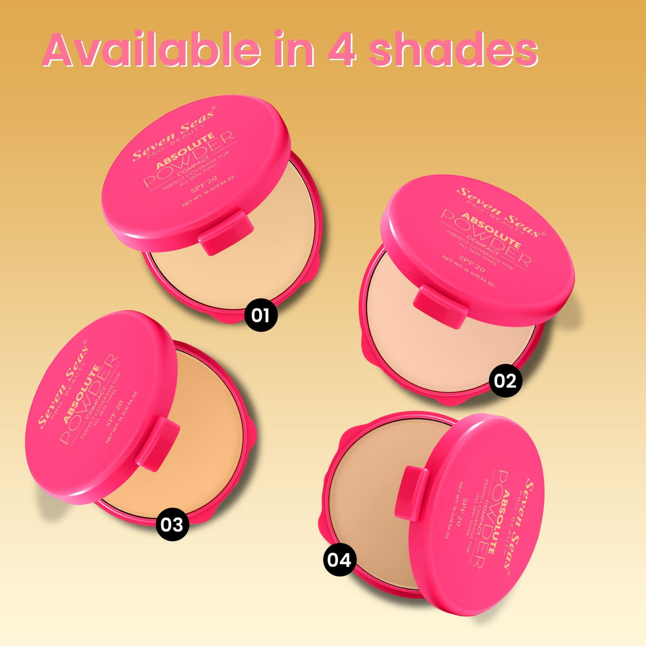 Seven Seas Absolute Compact Powder | Blends Effortlessly | Perfect Coverage | Comfortable Wear | Weightless Texture | Suitable for All Skin Types (01, 16g)
