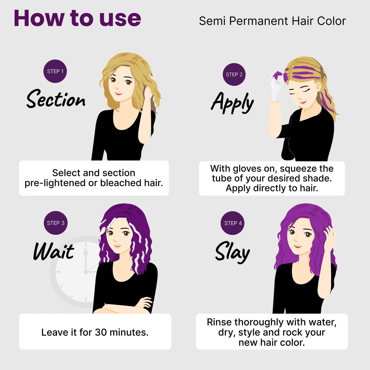 2.Oh! Italian- Purple Hair Color For Women & Men | Ammonia-Free DIY Semi Permanent Hair Color | Enriched with Argan Oil | Lasts upto 12-15 Washes (Pack of 2)