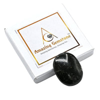Nuummite Palm Stone - Pocket Massage Worry Stone for Natural Body Chakra Balancing, Reiki Healing and Crystal Grid Nuummite