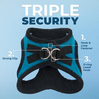 Voyager Step-In Plush Dog Harness  Soft Plush, Step In Vest Harness for Small and Medium Dogs by Best Pet Supplies - Harness (Turquoise Plush), L (Chest: 18 - 20.5