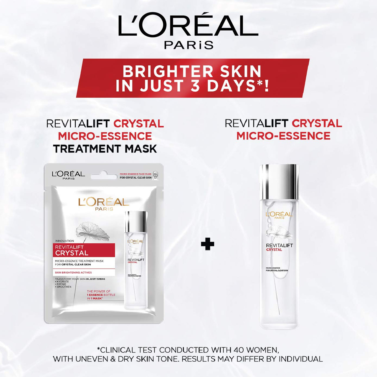 L'Oréal Paris Revitalift Crystal Micro-Essence Sheet Mask, Face Treatment, Crystal-clear Skin, 25g