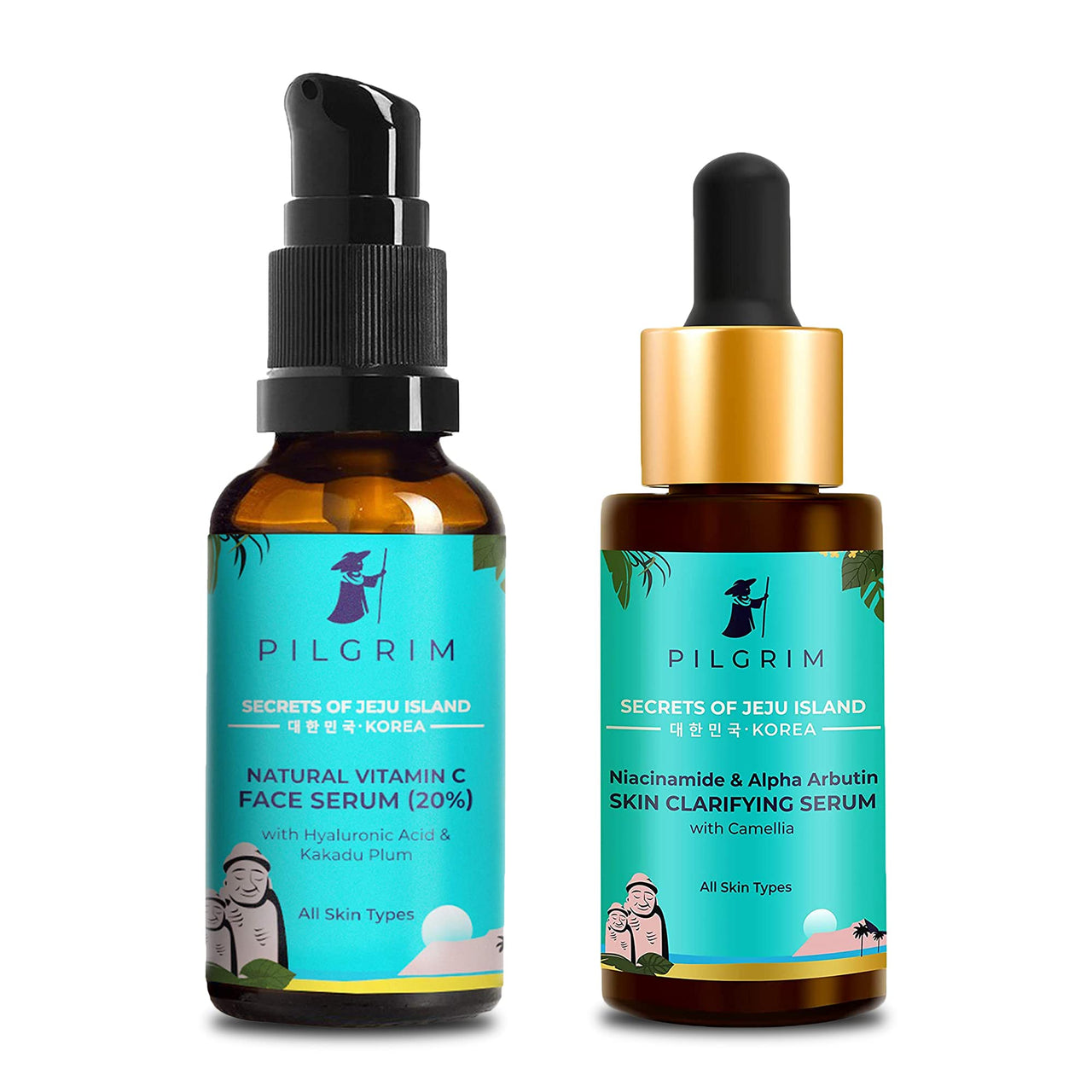 Pilgrim Acne-Control Skin Clarifying Facial Combo Kit | Anti Acne Serum 30ml, Vitamin C Serum (20%) 30ml | Extradordinary Serum Duo for Hydrating & Glowing Skin | All Skin Types | Korean Beauty