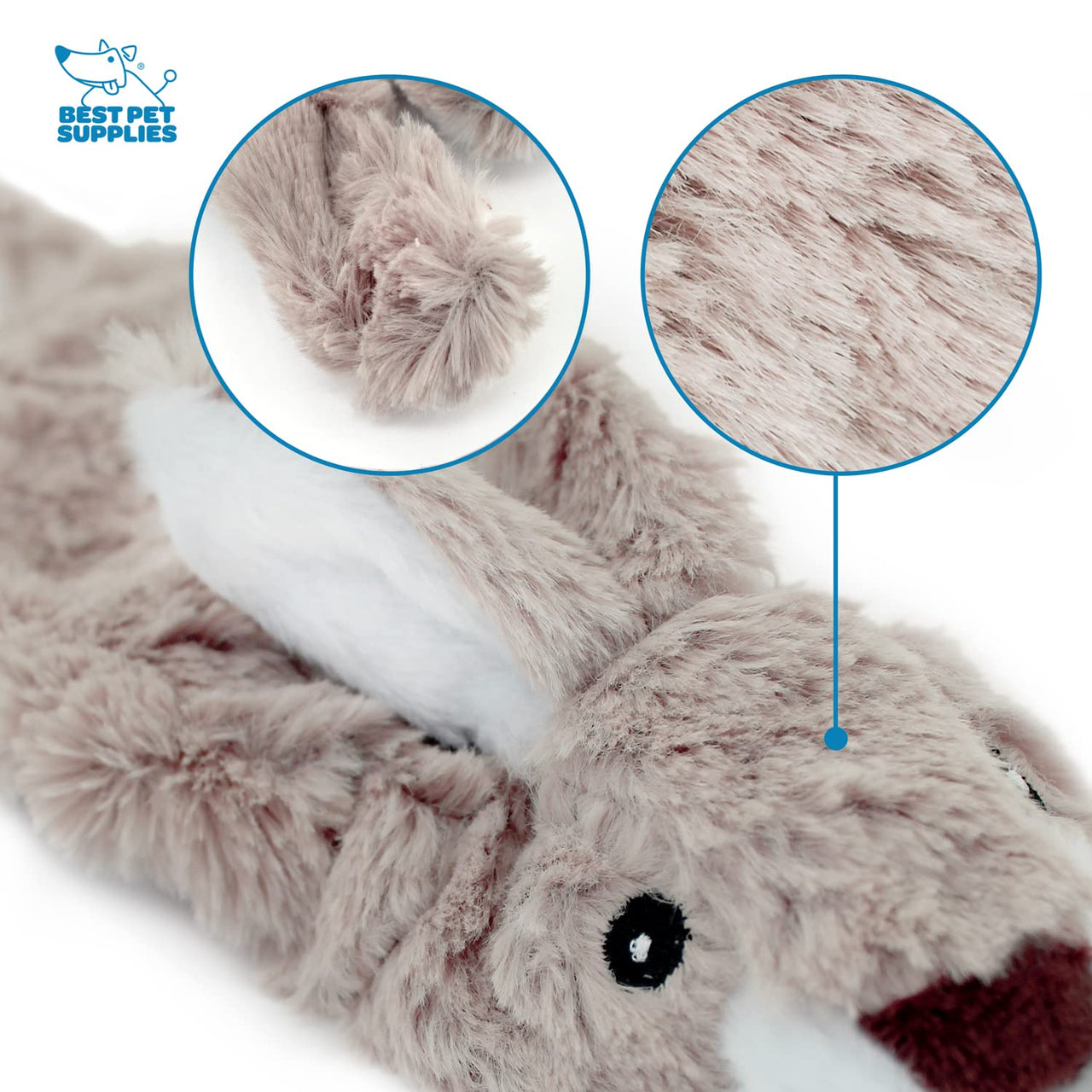Best Pet Supplies 2-in-1 Stuffless Squeaky Dog Toys with Soft, Durable Fabric for Small, Medium, and Large Pets, No Stuffing for Indoor Play, Holds a Plastic Bottle - Hare, Pig, Medium