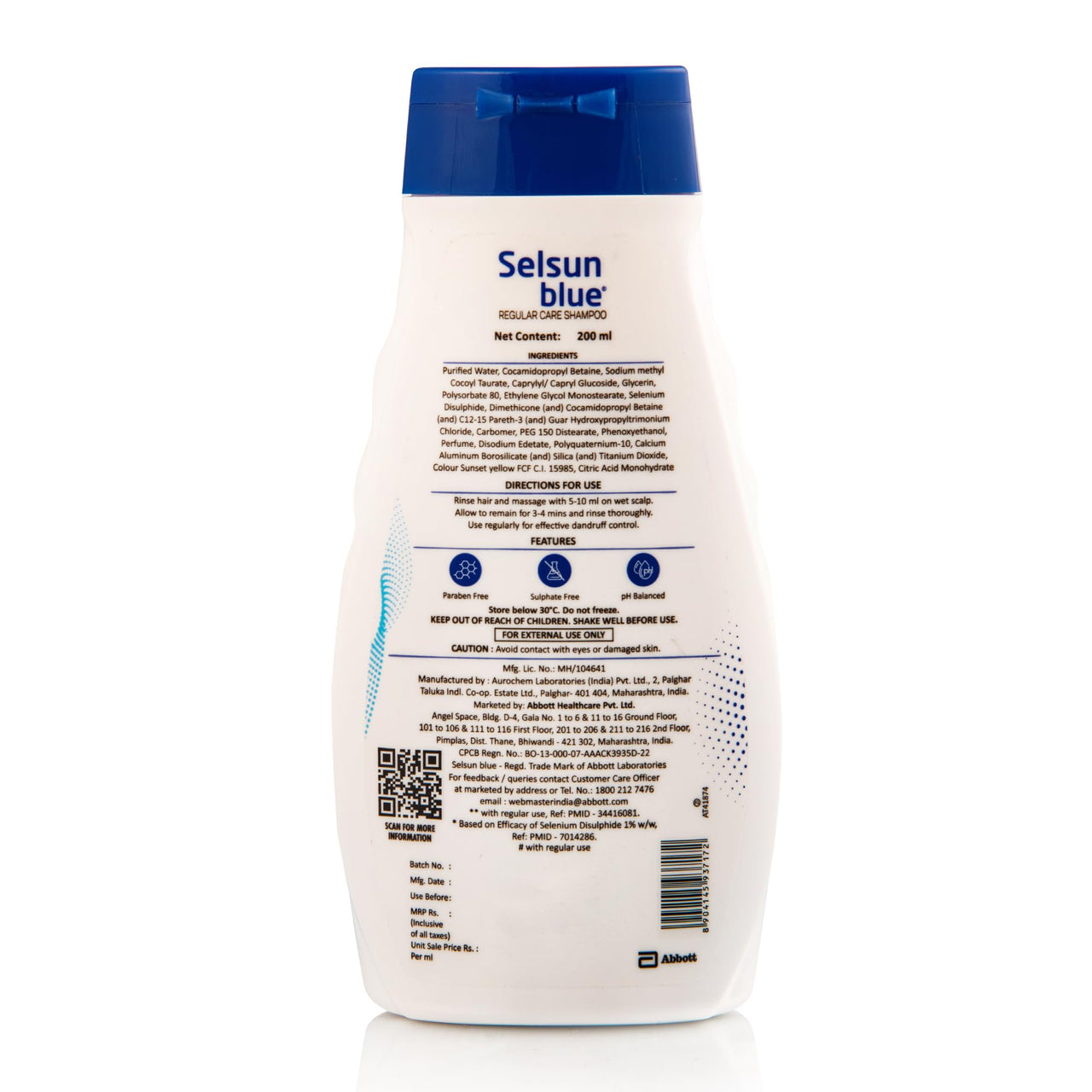 Selsun Blue Regular Care Shampoo for Men and Women with Added Conditioner, Helps Reduce Flaking and Itching, Control Dandruff, 200 ml (Pack of 1)