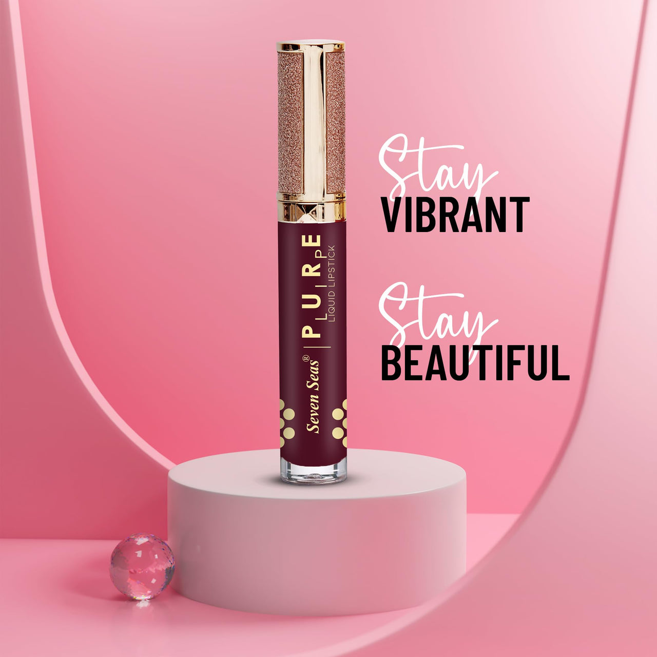 Seven Seas Pure Liquid Lipstick, Matte Finish, Purple (Rose, 7ml)