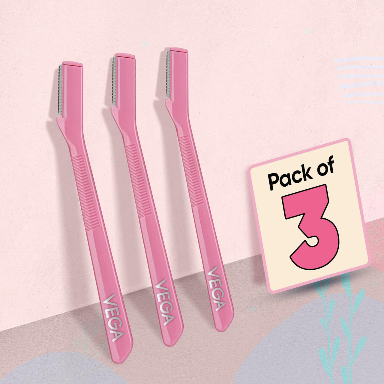 Vega Eyebrow Shaper for Women - Pack of 3 Reusable Face Razor, Painless Facial Hair Removal, Razor for Face, Eyebrows, Upper Lips, Chin, Side Locks, Forehead, (ESS-01)