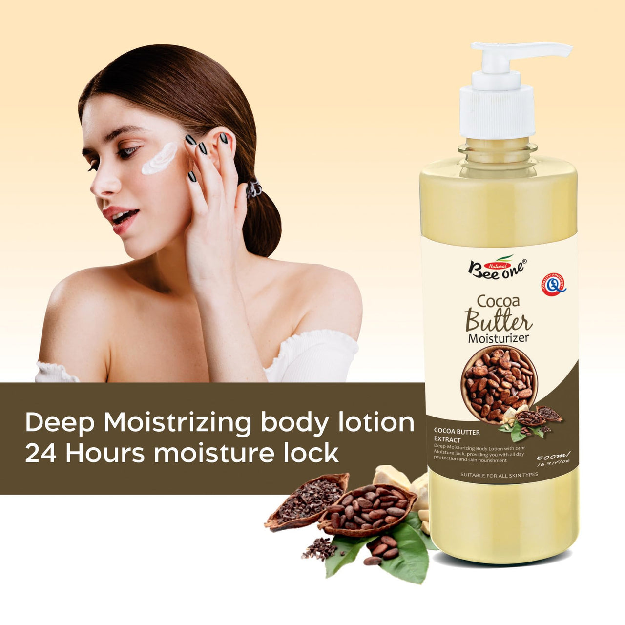 Bee One 24 hr Moisture Lock Moisturiser, Hydrating Body Lotion for smooth and supple skin(Pack of 2) (Cocoa Butter, 500ml x 2 = 1000ml)