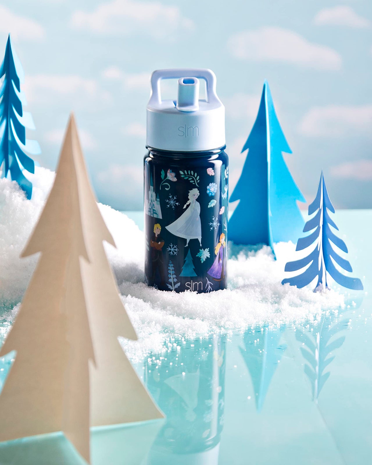 Simple Modern Disney Frozen Kids Water Bottle with Straw Lid | Reusable Insulated Stainless Steel Cup for Girls, School | Summit Collection | 14oz, Anna and Elsa
