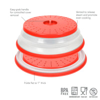 Tovolo 47011-402 Large Collapsible Microwave, Lid for Reheating Food, Meal Prep Gadget, No Mess Folding Plate Cover Kitchen Tool, Candy Apple Red