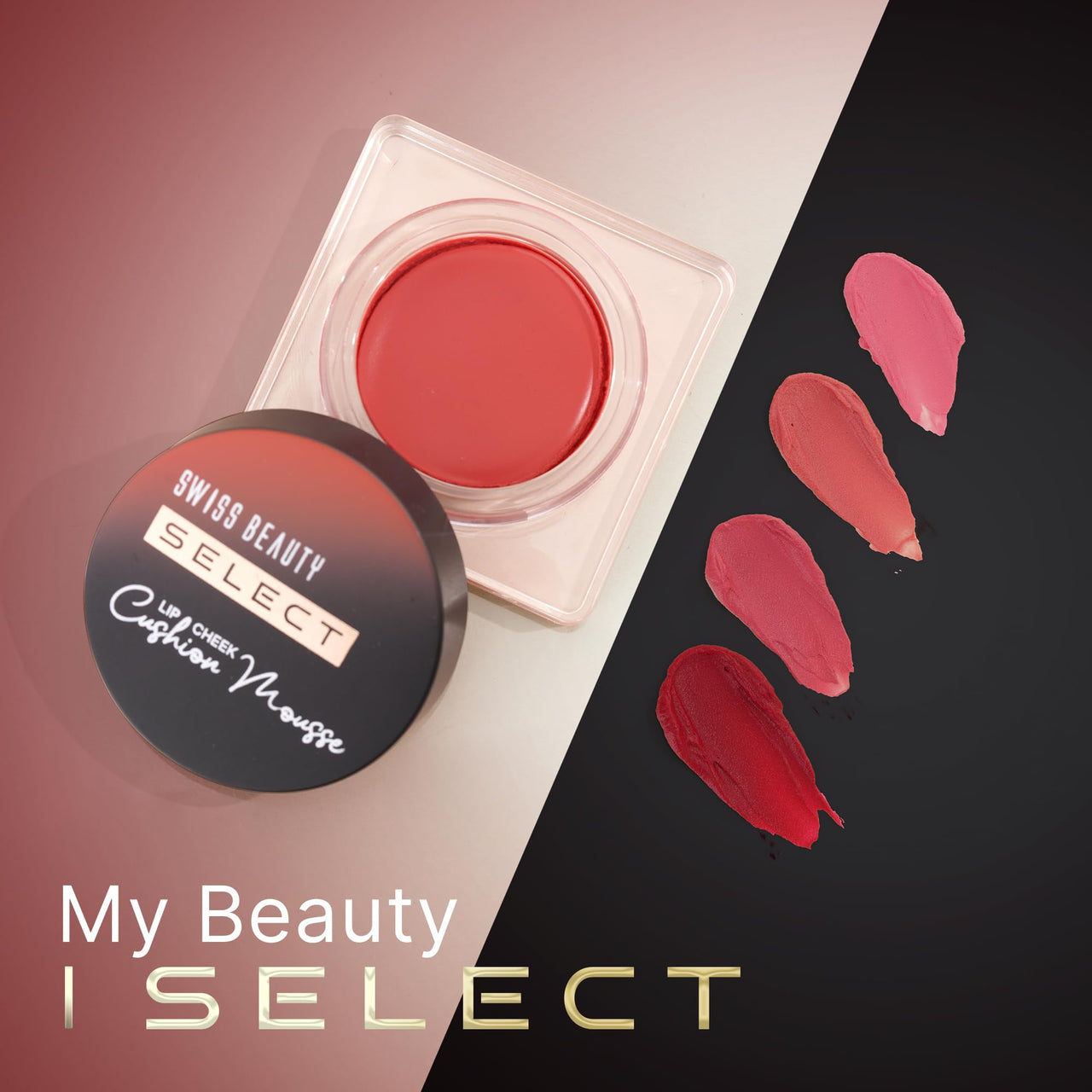 Swiss Beauty Select Lip And Cheek Cushion Creamy Mousse with Vitamin E | 12 Hours Stay | Shade- Elevate Pink, 4.5gm |