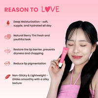 Mirabelle Korea Berry Tinted Lip Balm 10g | Subtle Tinted Korean Lip Balm for Dry & Chapped Lips | Brightens Pigmented Lips | Jojoba Oil, Cherry Extract | Men & Women