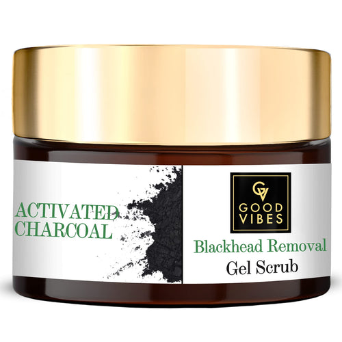 Good Vibes Activated Charcoal Blackhead Removal Gel Face Scrub, 50 g | Exfoliation & Anti-Acne | Deep Pore Cleansing, Moisturizing Scrub For All Skin Types | No Parabens, Sulphates, Mineral Oil