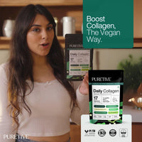 Puretive Daily Collagen Builder | Plant Based Vegan Powder | Marine Collagen Alternative | For Glowing Skin, Hair, Nails, Joint & Bone Support | Vitamin C Botanical Blend | 100g Supplement