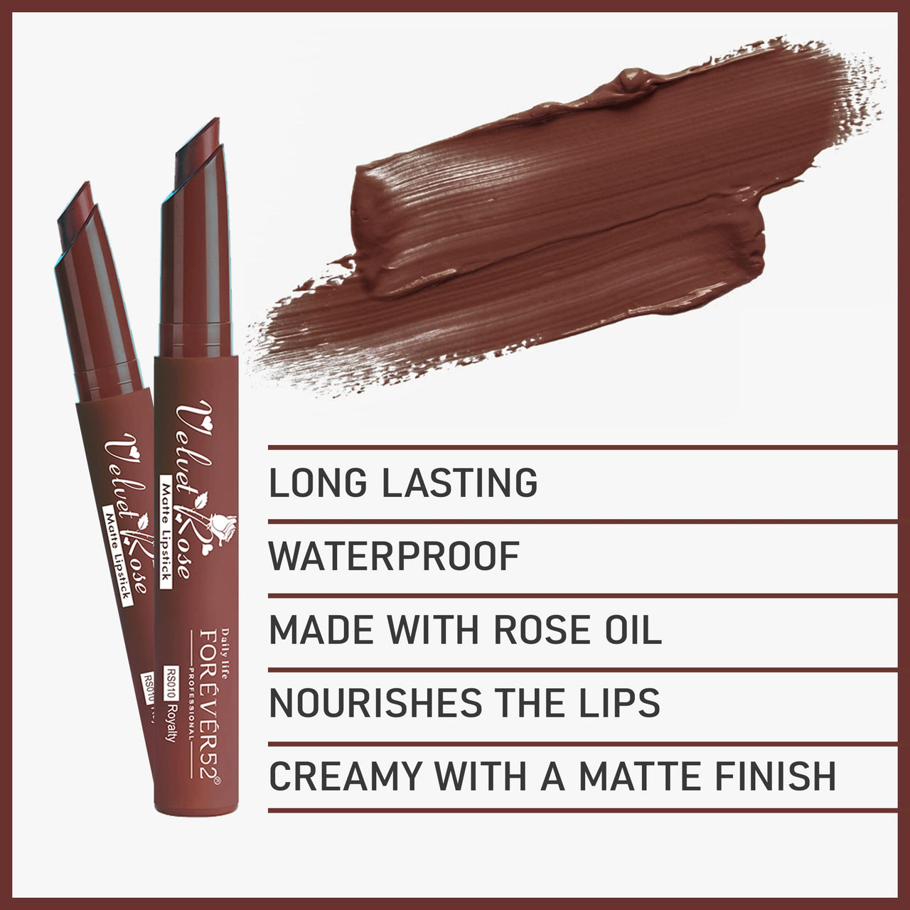 Forever52 Daily Life Velvet Rose Matte Long Lasting Crayon Lipstick (Enriched With Rose Oil) Hydrating Lip Color Bold Silky Finish Look
