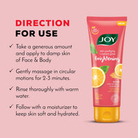 Joy Mandarin & Green Tea Face & Body Scrub for Glowing Skin (200gm) | Exfoliating Scrub with Vitamin C, Brightens & Refreshes All Skin Types | 100% Vegan & Gentle on Skin