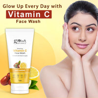 Globus Naturals Anti-Ageing Skin Brightening Vitamin C Face Wash, Enriched with Peach & Jujube, Skin Illuminating & Tan Removal Formula, For All Skin Types, Both Men & Women (75 g) (Pack of 1)