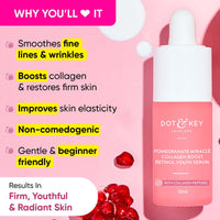 Dot & Key Pomegranate & Retinol Anti Ageing Serum for Face| Boosts Collagen | Reduces Fine Lines & Wrinkles| For Mature, Combination & Dry Skin | Fights Signs of Ageing, 20ml