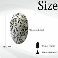 Dalmatian Jasper Palm Stone - Hot Massage Worry Stone for Natural Body Chakra Balancing, Reiki Healing and Crystal Grid Dalmatian Jasper
