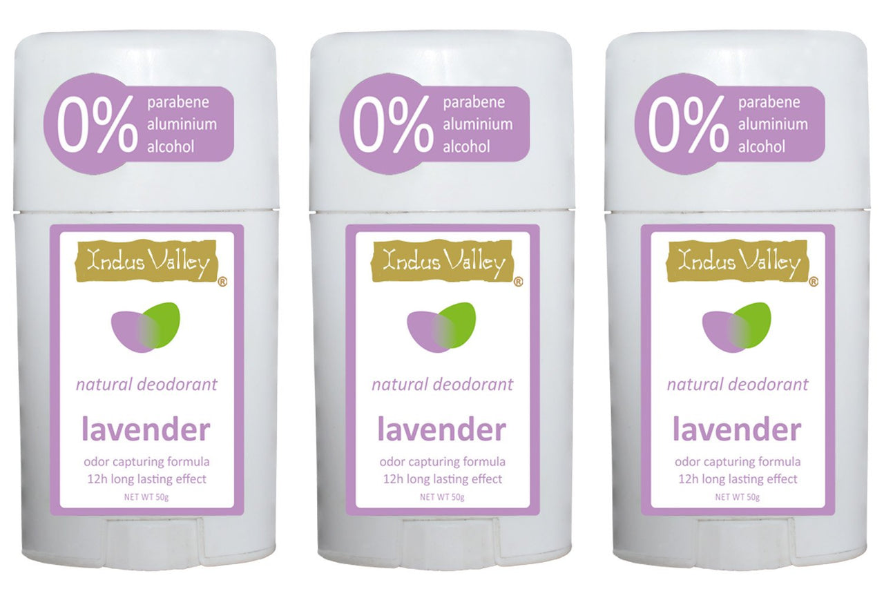 INDUS VALLEY Combo Lavender Deo Stick - Set of 3 (50g*3 =150g)