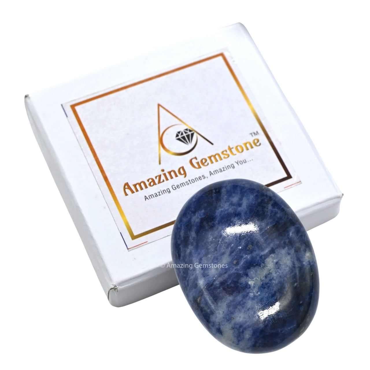 Sodalite Palm Stone - Hot Massage Worry Stone for Natural Body Chakra Balancing, Reiki Healing and Crystal Grid Sodalite