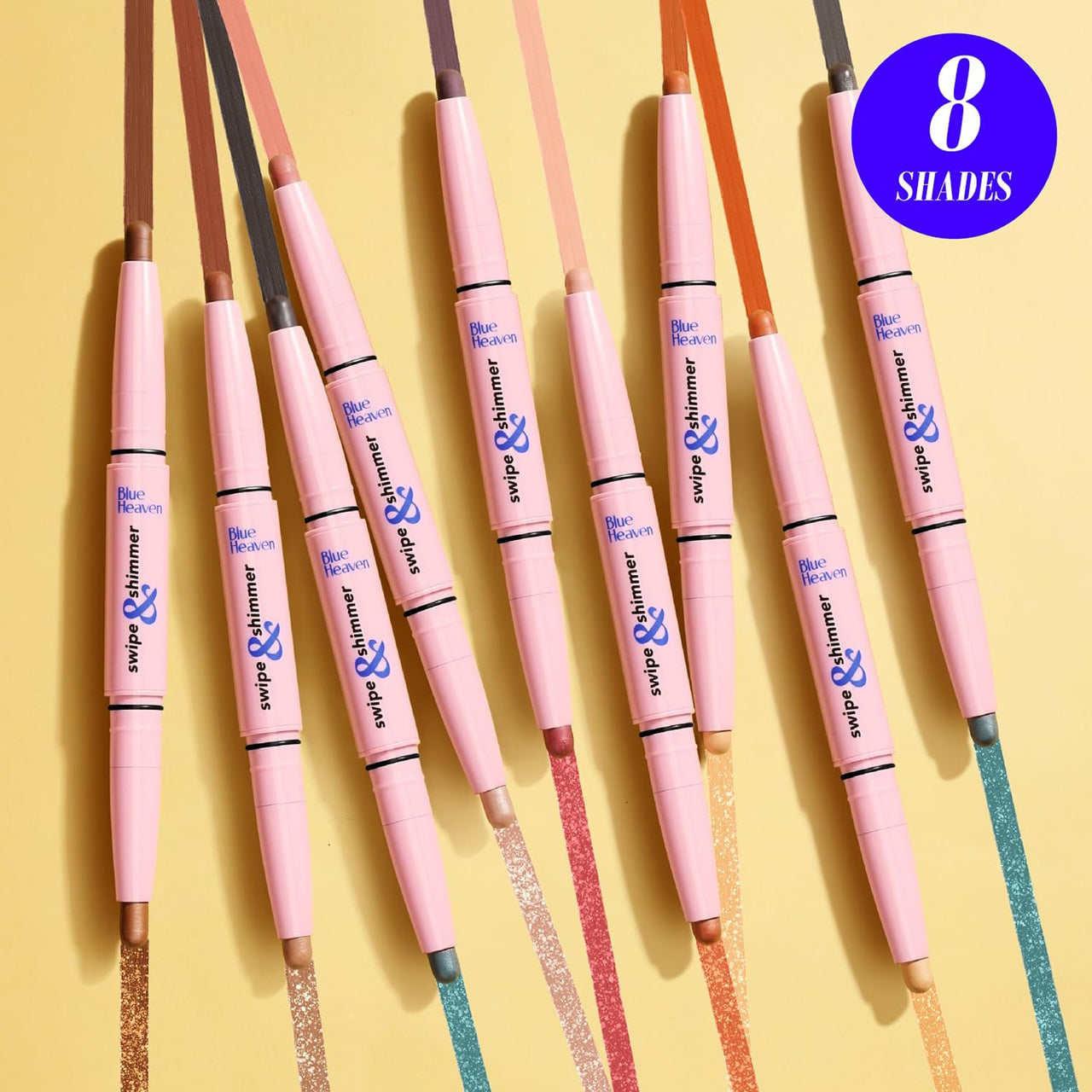 Blue Heaven Swipe & Shimmer Eye Shadow infused with Primer, Smudge Proof, Eye Shadow Stick Dual ended - Sweet Peach, 2.2g