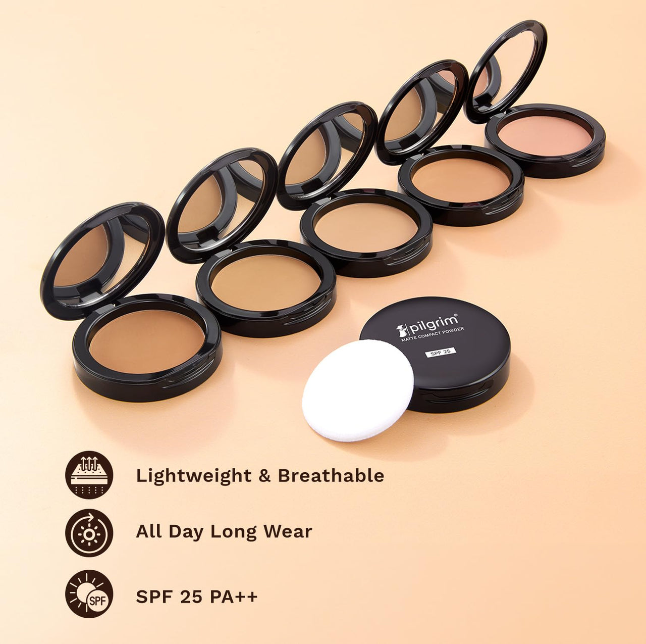 Pilgrim Nude-10 Matte Finish Compact Powder SPF 25 Absorbs Oil, Conceals & Gives Radiant Skin