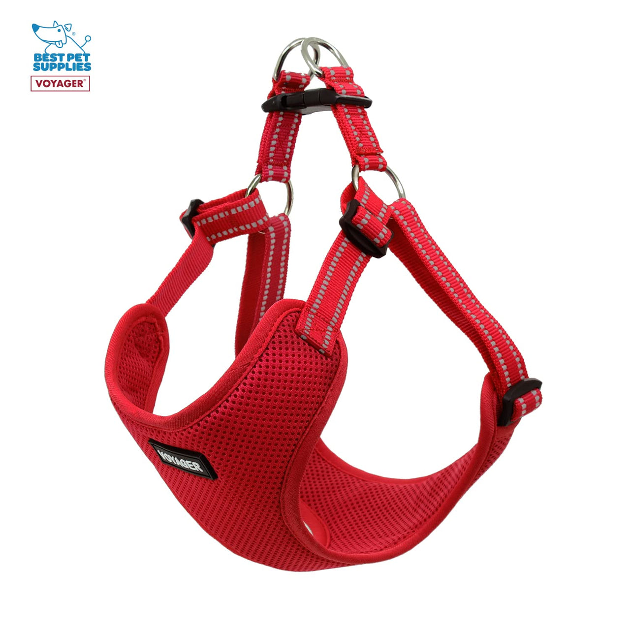 Best Pet Supplies Voyager Adjustable Dog Harness Leash Set with Reflective Stripes for Walking Heavy-Duty Full Body No Pull Vest with Leash D-Ring, Breathable All-Weather - Harness (Red), L