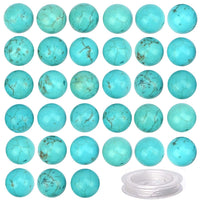 100Pcs Natural Crystal Beads Stone Gemstone Round Loose Energy Healing Beads with Free Crystal Stretch Cord for Jewelry Making (Turquoise, 8MM) Turquoise