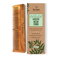 Nat Habit - Kacchi Neem Wooden Comb - Soaked In 17 Herbs Neem & Sesame Oil For Multi-Actions - Deta,Nat Habit Kacchi Neem Wooden Comb -Soaked In 17 Herbs Neem, Castor & Coconut Oil For Multi-Actions