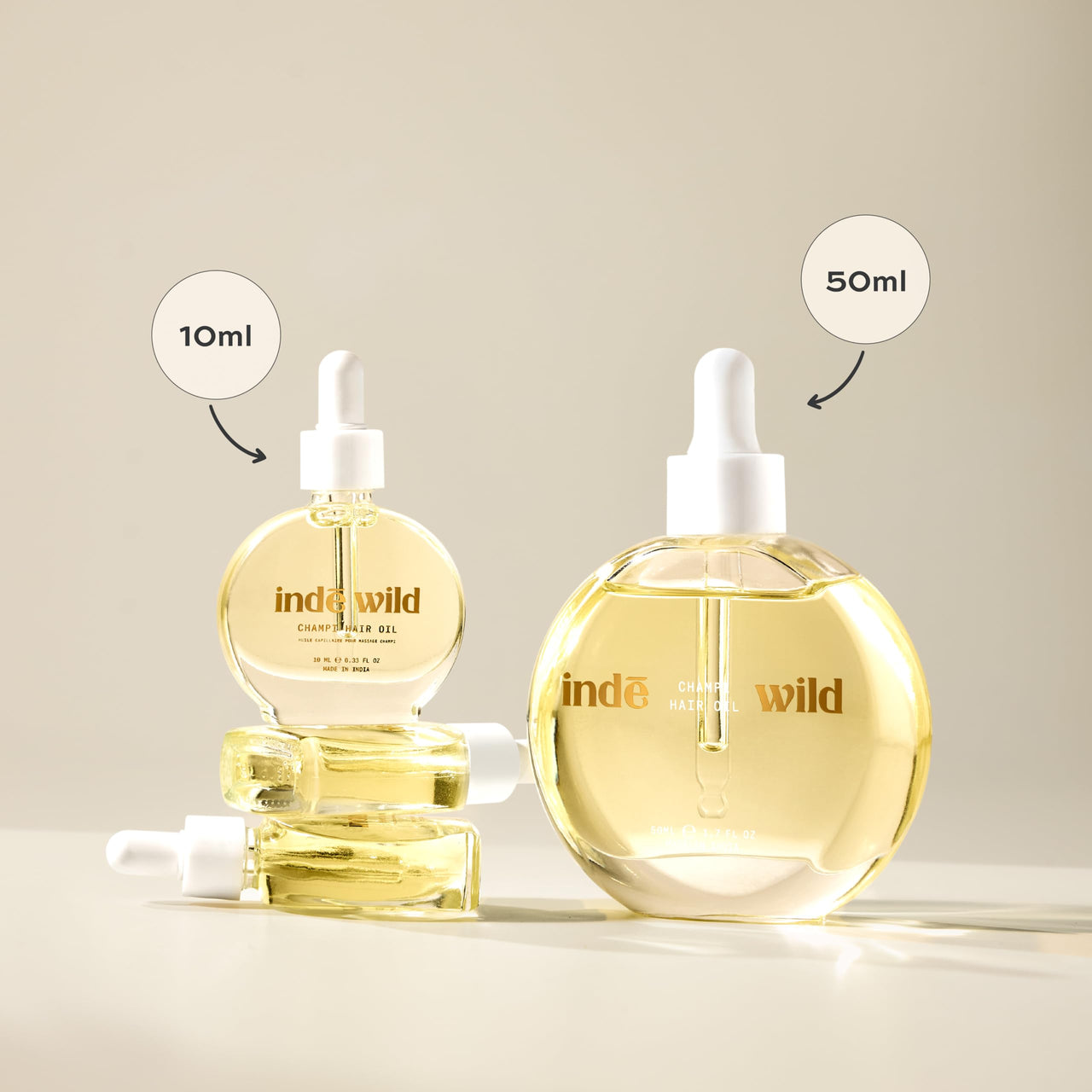 indē wild Champi Hair Oil (130 ml) with Rosemary Oil, Brahmi, Amla, and Bhringraj | Ayurvedic Hair Growth Oil for Dandruff, Hairfall, & Thicker, Fuller Hair | 16+ Ayurvedic Actives | Calming Fragrance