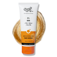 Chemist at Play Exfoliating Body Scrub For Removing Tan & Dead Skin Cells + Gentle Exfoliating Face Scrub with Mandelic Acid & Walnuts | Removes Dead Skin & Blackheads | For Smooth, Soft & Bright Skin | Natural AHAs | 75g + 100ml