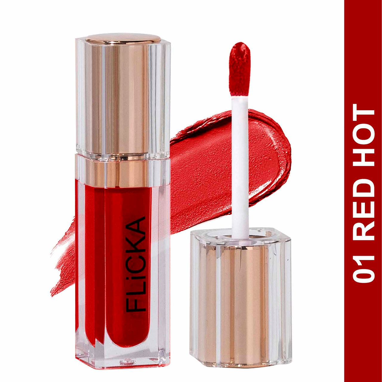FLiCKA Shimmery Affair Lip Gloss 6 Gin Baby Pink 5ml R U Ready Matte Finish liquid Lipstick For Women| Transfer Proof, Smudge Proof, NonSticky, Creamy Lightweight Lipstick For Women, 01 Red Hot, 5ml