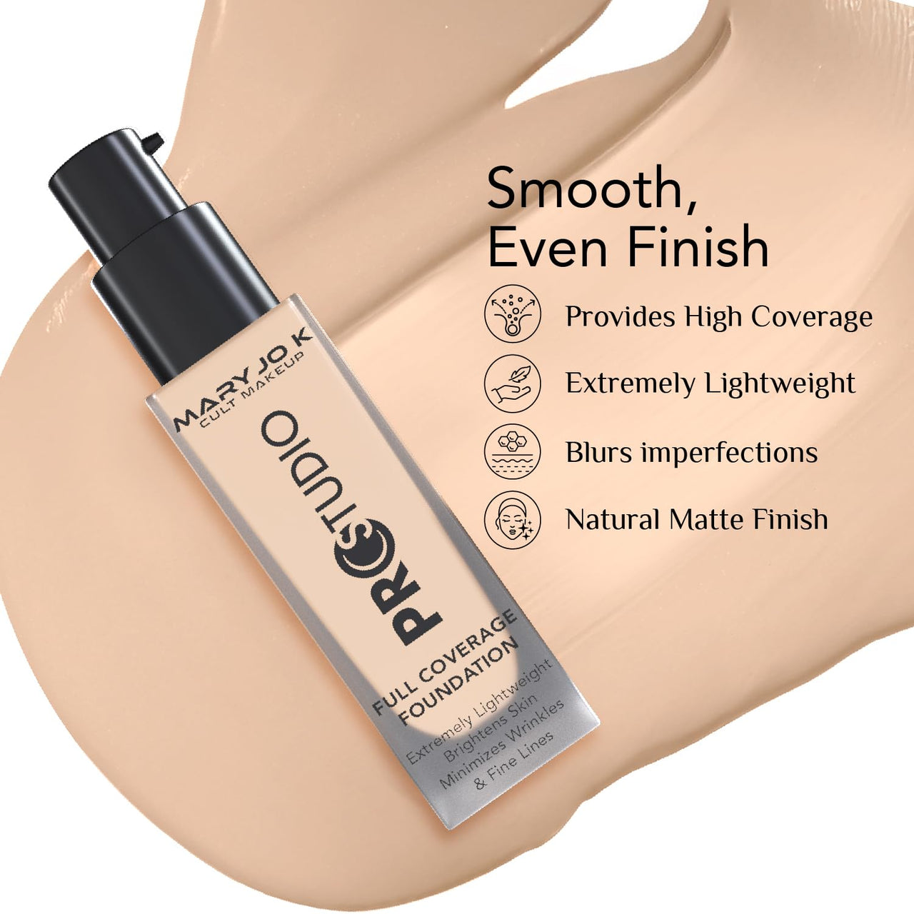 MARY JO K Full Coverage Foundation 02 – Matte & Radiant Finish, High Coverage & Long-Wearing – Customizable Texture for a Flawless Complexion – [30ml]