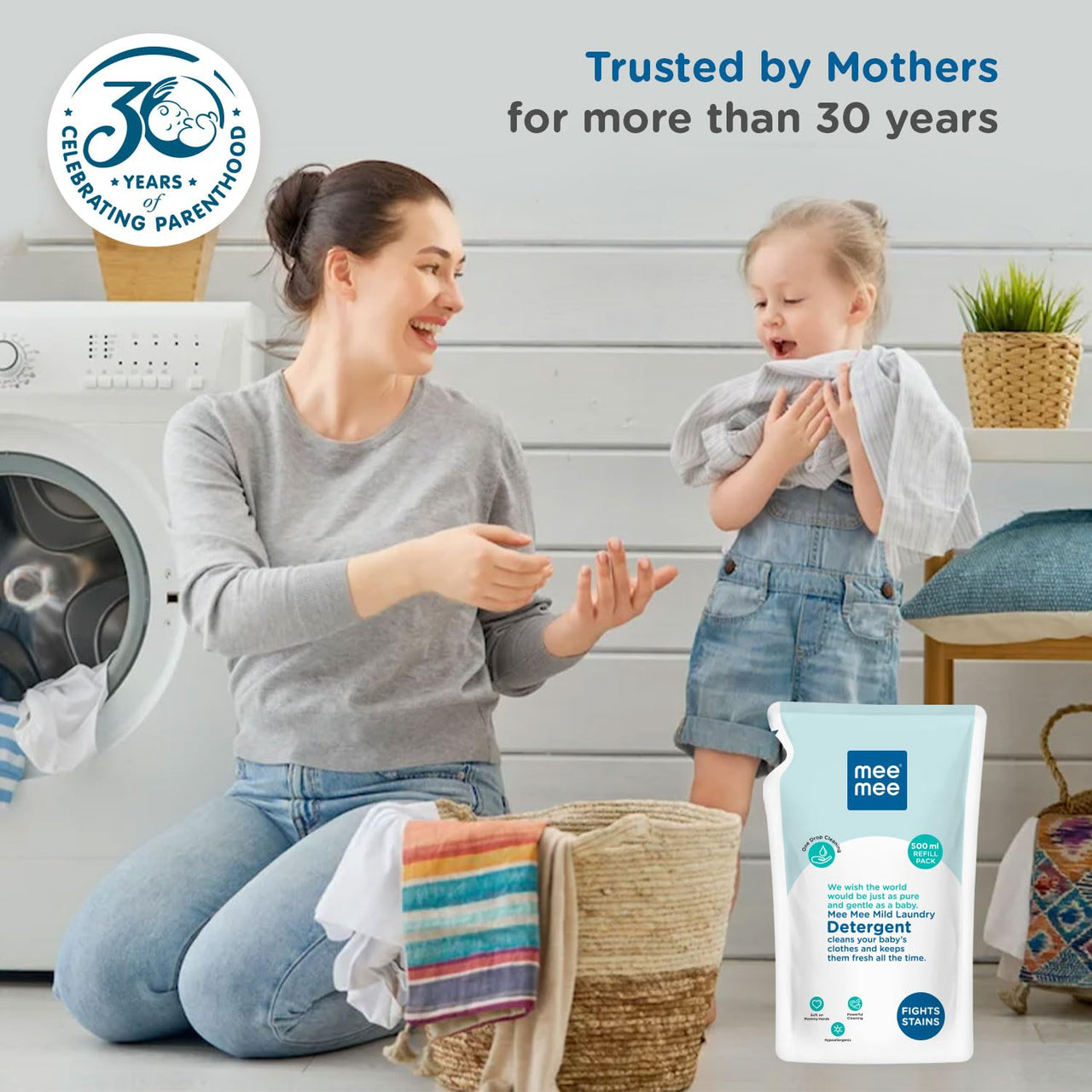 Mee Mee Baby Liquid Detergent 500 ml | Ph balanced, Free from Harsh Chemicals, Safe for mother's hands & baby's skin | Anti-Bacterial, Removes Stains & Odor with One Drop, Hypoallergenic