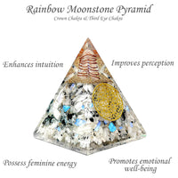 Orgone Pyramid | Rainbow Moonstone Orgonite Pyramid for Success, Anti-stress, Calmness, Growth, Strength | Healing Crystal Gemstone Pyramid | Orgone Pyramid Crystal - Handmade In India